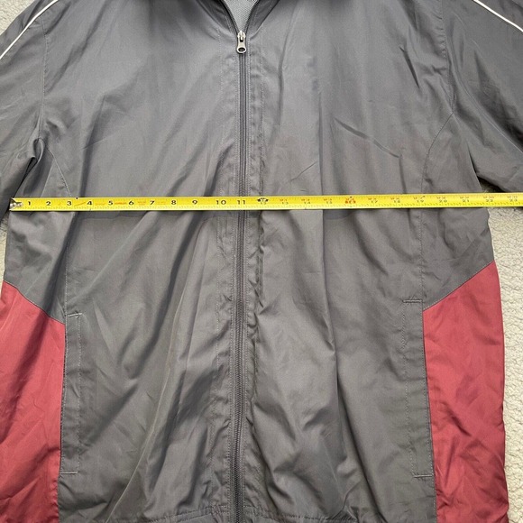 Sport Tek Jacket Men's XL Red Gray Nylon Windbreaker Activewear Full Zip - Picture 3 of 10